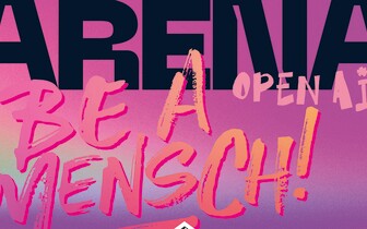 Plakat mit Willi Resetarits für das Jubiläums-Open-Air BE A MENSCH am 25. Juni in der Arena